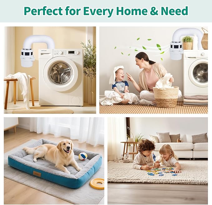 2026 Exclusive 3-in-1 Indoor Dryer Vent Kit - Dryer Lint Catcher Box Water Filter Bucket - Indoor Dryer Lint Trap for Electric Dryer | White No Duct Included