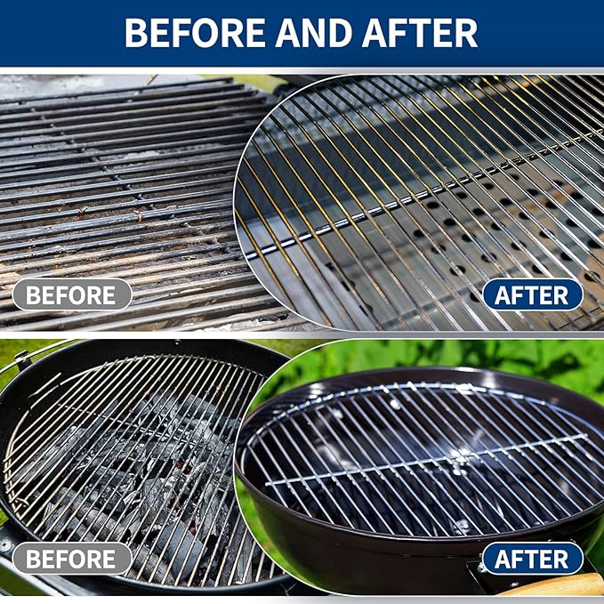 Electric Grill Brush for Outdoor,Cordless Rechargeable Grill Brush with 370 RPM & LED Light,Dual Steel Brushes for Husband Father Birthday BBQ Gifts