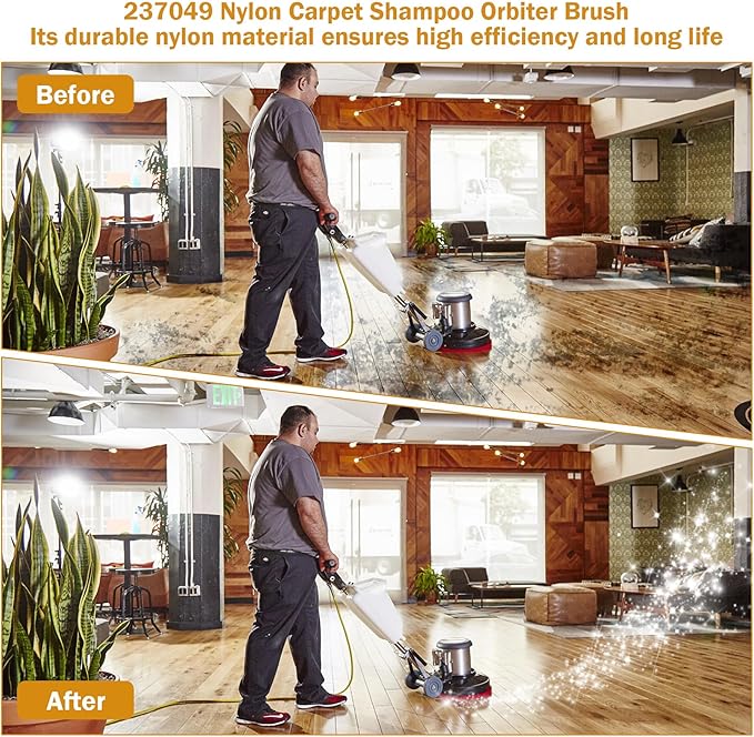 237047 Orbiter Orange Scrub Brush for ORB550MC Orbiter Floor Machine, Heavy-Duty Brush, 12” Diameter,(2 Pack)