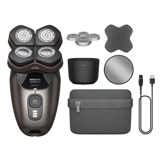 Philips Norelco Head Shaver Pro 9000 Series - Electric Shaver for Men and Women, 360° Flexing Head & ComfortCut Blades for Clean Shave, Gentle on Skin, Model HS9980/40
