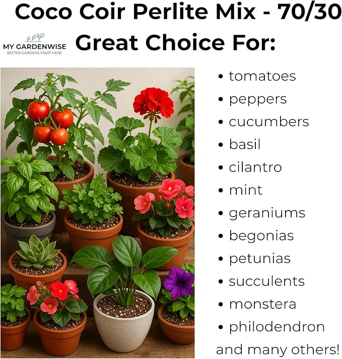 GARDENWISE Coco Perlite - Coco Coir Perlite Mix - 70/30 Growing Media - Hydroponic, Indoor & Outdoor, Grow Bags & House Plants (20 quarts - 0.75 cu ft)