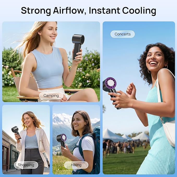 Antarctic Star Rechargeable Personal Cooling Fan with Instant Chill Function, 100-Speed Stepless Adjustment and LED Screen for Travel & Office