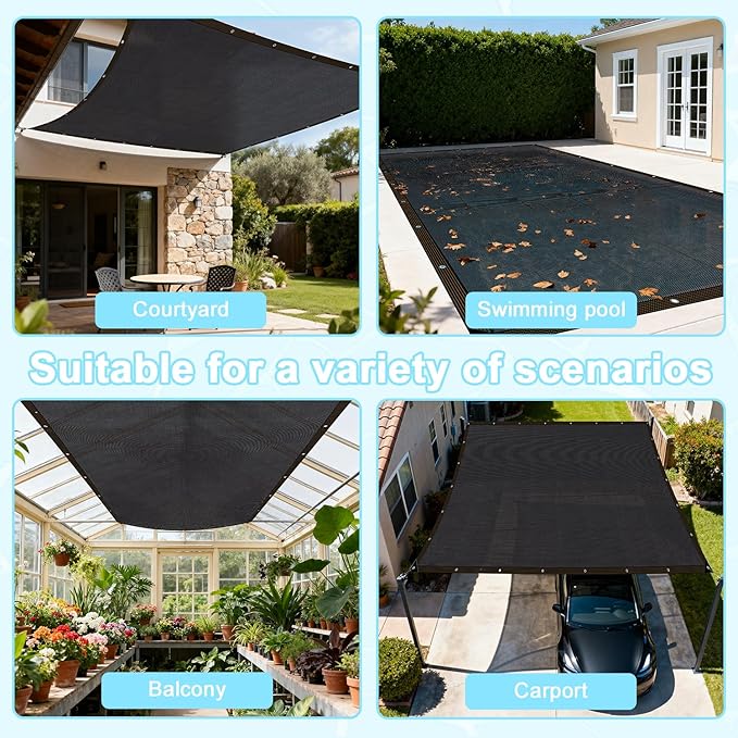 2026 Upgraded 20 X 40FT Pool Leaf Cover Rectangular Pool Leaf Net Cover Black Fine Mesh Pool Cover with Reinforced Grommets Pool Net Cover for Spring Autumn Capturing Leaves Summer Outdoor Shade