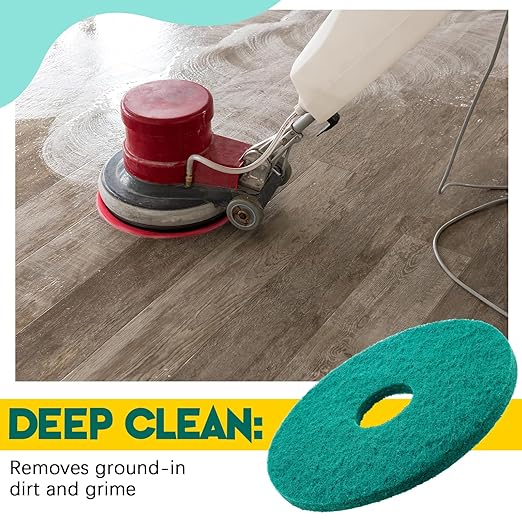 Teenyyou 2 Pcs 12" Green Scrubbing Pads Commercial Cleaning Orbiter Pads-Maintenance Non Woven for Floor Buffer Machine