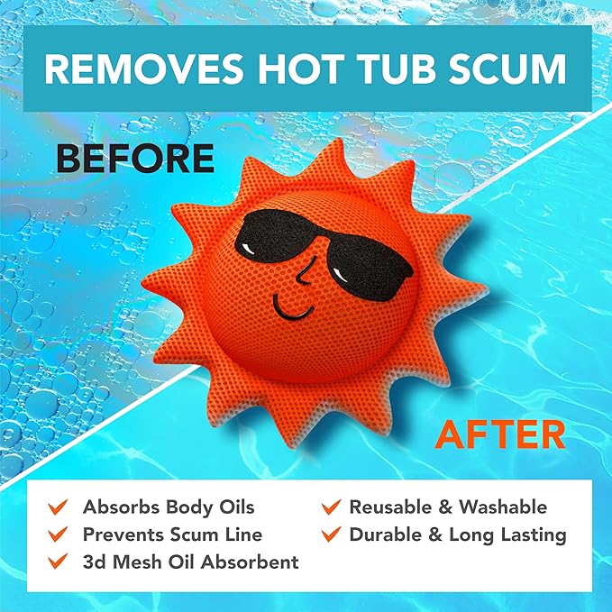 BubbyShine, Hot Tub Scum Absorber for Spa Cleaner - Hot Tub Accessories for Adults, Hot Tub Scum Sponge for Hot Tub Oil Absorbing Sponge for Hot Tub Skimmer, Hot Tub Sponge Scum Remover