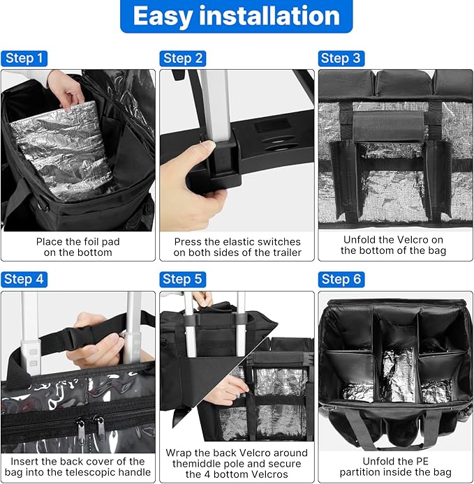 LIWSHWZ Rolling Cleaning Caddy Bag with Detachable Trolley & Lid,for Cleaning Supplies Organizer,Portable Large Cleaning Bag with Wheels for Housekeepers,with Shoulder Strap and Thickened Trailer Leg