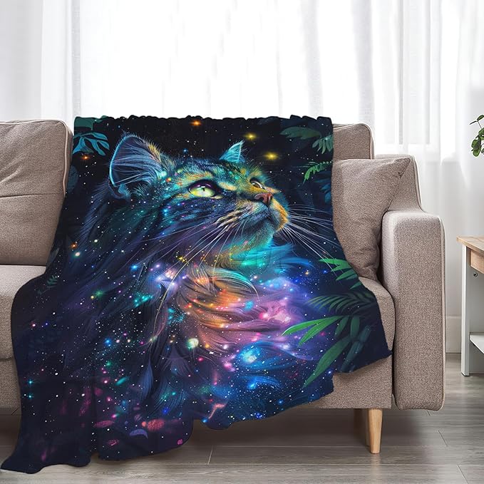 Tijuboni Cat Throw Blanket Cat Gifts for Girls Boys Women Men Kids Adults Soft Flannel Fleece Blanket for Couch Sofa Bed Home Decor 50"x60"