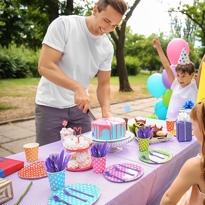Kochorie 300 Pieces Purple Plastic Silverware, Disposable Plastic Utensils, Heavy Duty Cutlery Set Heavyweight Flatware Includes Spoons Forks Knives for Birthday Party Prom Night Wedding Dinner