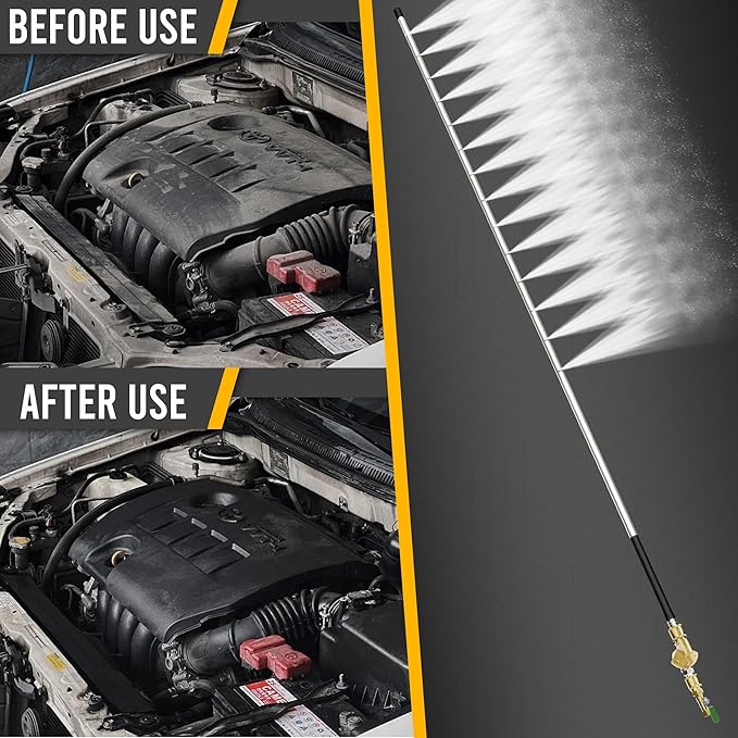 40" Radiator Cleaning Wand, 14-Hole Fan Spray Nozzle with 5 Tips, 304 Stainless Steel Round Tube, 4500 PSI High Pressure Washer Tool for Truck RV Heavy Equipment & AC Condenser