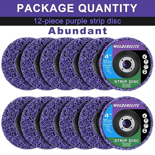 Paint Stripping Discs 12-Pack, 4" Purple Angle Grinder Disc for Paint, Rust, and Adhesive Removal, Strip Disc for Metal and Wood