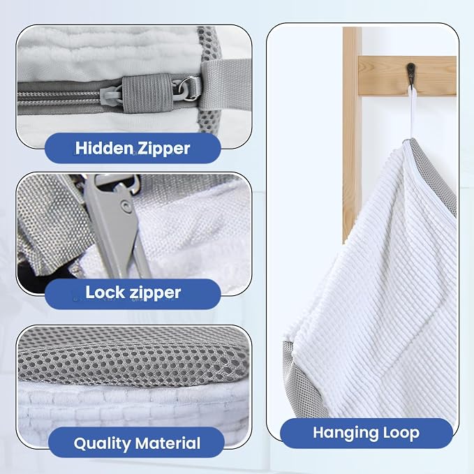 Laundry Shoe Bag 2-Pack for Washer & Dryer — Shoe Washing Machine Bag with Adjustable Shoe Trees & Door Drying Mesh — Mesh Laundry Bags for Shoes — Clean Quiet Washes, Sneaker Cleaning Bag