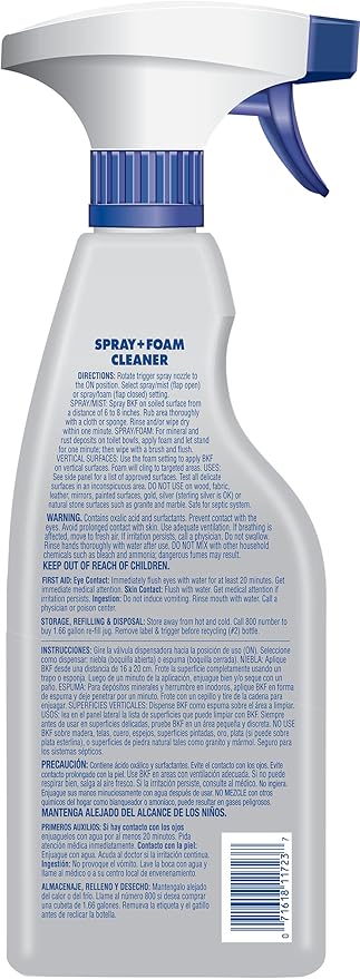 Bar Keepers Friend Spray + Foam Multipurpose Cleaner, 25.4 oz x 2, Surface Cleaner Removes Rust Stains, Mineral Deposits, Soap Scum, Grime & Tarnish
