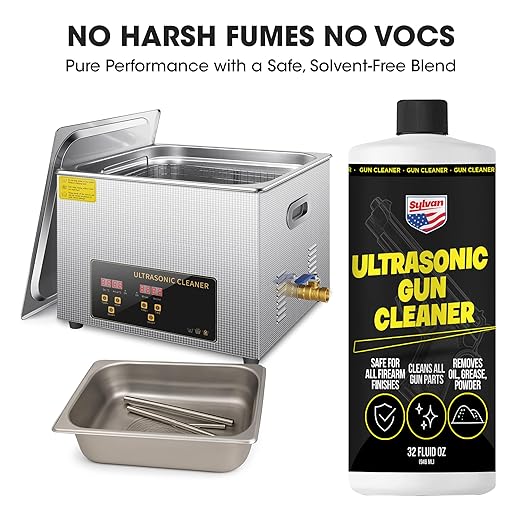 Ultrasonic Gun Cleaner Solution Concentrate + Free Cleaning Cloth | Makes 50 Gal. | Made in The USA | Gun Parts Cleaner for All Ultrasonic Machines | Highly Concentrated Firearm Cleaning Liquid