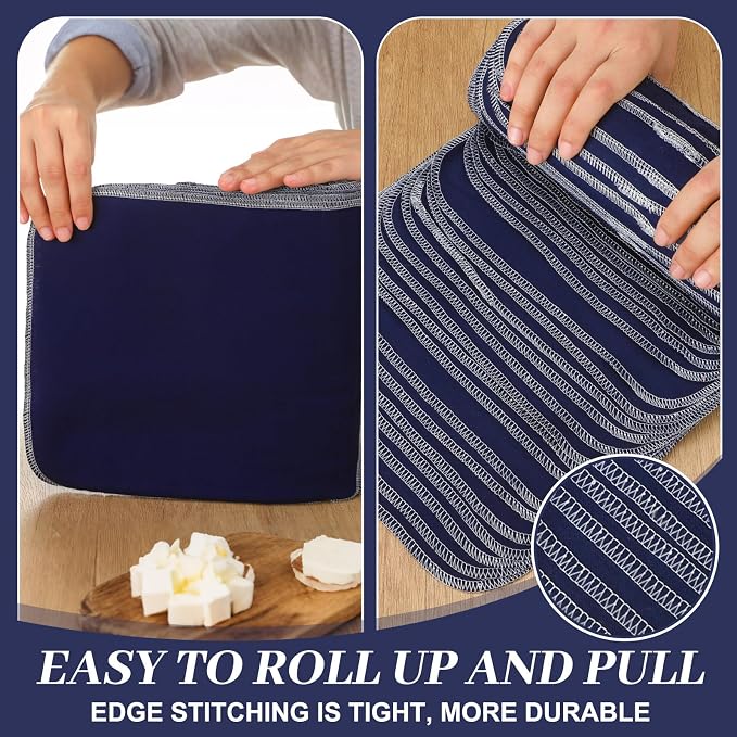 36 Pack Reusable Cleaning Cloths Washable Cotton Kitchen Towels for Home(Retro,Navy Blue)
