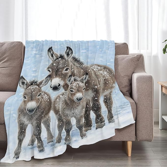 Tijuboni Donkey Throw Blanket Donkey Gifts for Girls Boys Women Men Kids Adults Soft Flannel Fleece Blanket for Couch Sofa Bed Home Decor 50"x60"