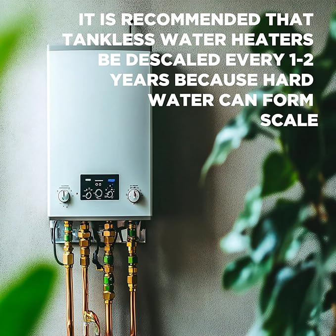LIIZOUSUDA Tankless Water Heater Descaler, Highly Effective Descaler Restores Heating Efficiency - for Tankless Water Heater Systems, Restores Heating Efficiency, Easy to Use, Quart, 32 fl oz