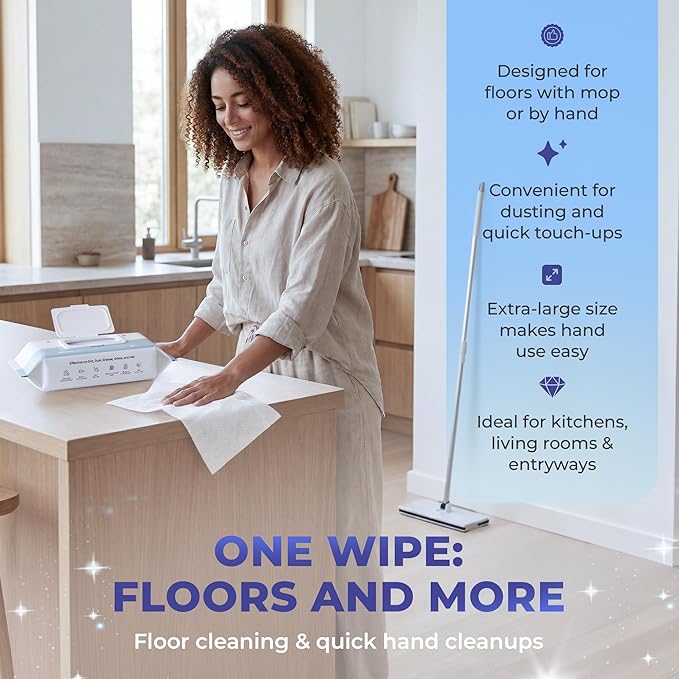 Baking Soda Cleaning Wipes - Wet Floor Mopping Replacement Pad Refills Compatible with Swiffer Sweeper Mop - Larger & Thicker Disposable Cloths for Multi-Surfaces - 30 Count (Pack of 4)