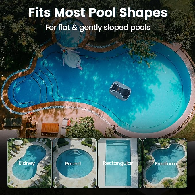 Robotic Pool Cleaner, Cordless Pool Vacuum for Above Ground & Inground Pools, 200mins Runtime Automatic Pool Vacuum Robot for Leaves & Dirt, Powerful Suction up to 2500 sq.ft, Self Parking