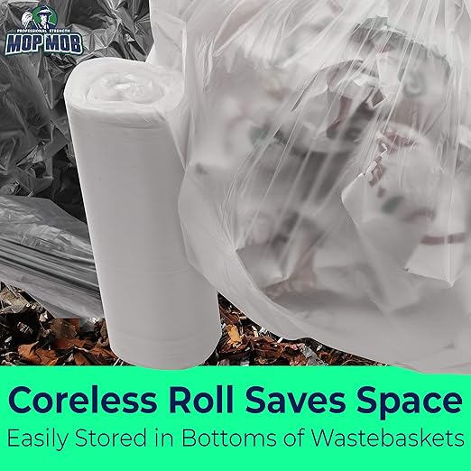 Leak-Proof Clear 4 Gallon Trash Can Liners, 100 Count, Coreless Roll, No Mess Disposal, Guaranteed for Life