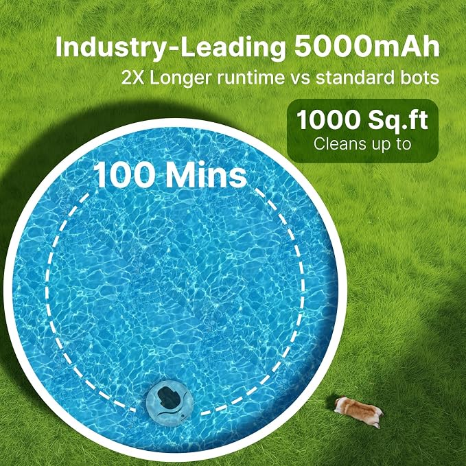 POOLPURE Pool Cleaner, Dual 35W Motors 120-Min Runtime, Multi-Layer Waterproof + Motor Ring Seal, Auto-Parking & Obstacle-Avoiding Navigation, Dual Path/Fixed Modes for Flat-Bottom & In-Ground Pools