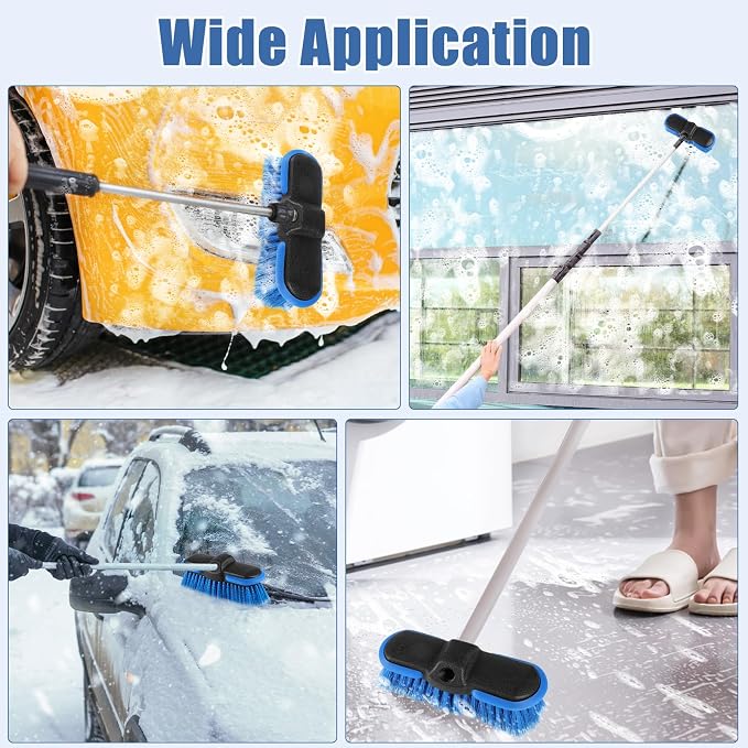 Car Wash Brush Head with Soft Bristle, 8in Car Cleaning Brush with Protective Bumper for Cleaning Auto Cars Trucks RV Boat Deck (4 Pack)