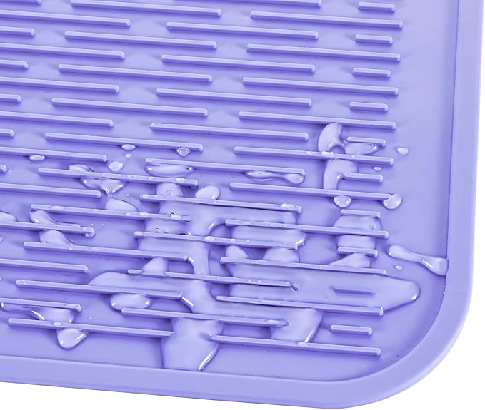 MicoYang Silicone Dish Drying Mat for Multiple Usage,Easy clean,Eco-friendly,Heat-resistant Silicone Mat for Kitchen Counter or Sink,Refrigerator or Drawer Liner Light Purple 3XL 28 inches x 18 inches
