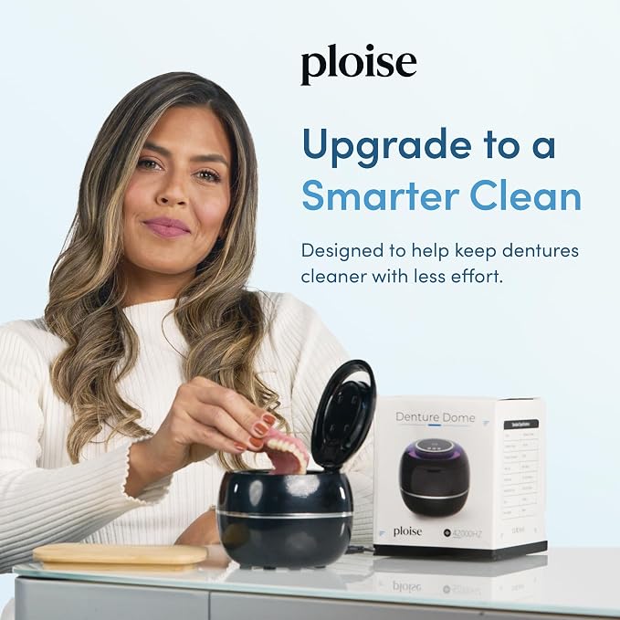 Ploise Denture Dome – Ultrasonic Retainer Cleaner Machine with UV-C | Night Guard Cleaner, Mouth Guard Cleaner, Denture Cleaner & Aligner Cleaner | 42000Hz for Retainers & Dental Care