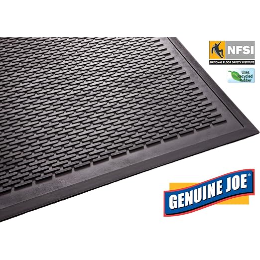 Guardian 14040600 Clean Step Scraper Outdoor Floor Mat, Natural Rubber, 4'x 6', Black, Ideal for Any Outside entryway, Scrapes Shoes Clean of Dirt and Grime