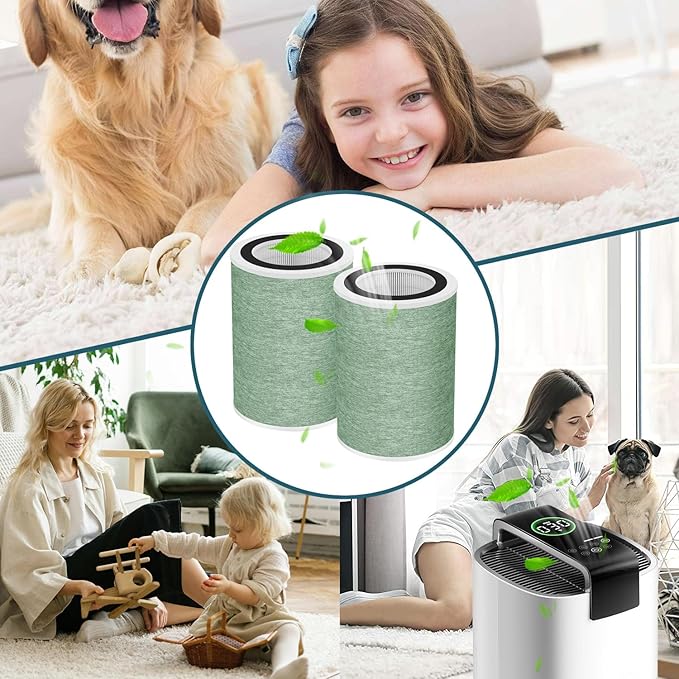 MR7566 Replacement Filter Compatible with MORENTO Air Purifier, 4-in-1 H13 True HEPA Filter for Smoke, Odors, Dust, MR7566-WF Air Filter for Home, 2-Pack
