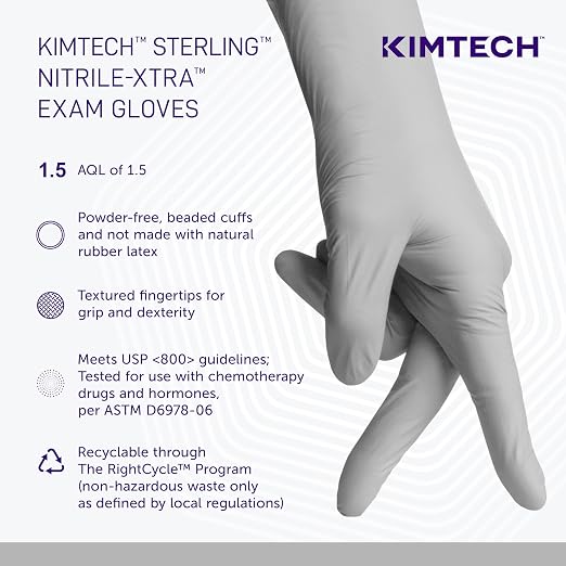 Kimtech™ Sterling Nitrile-Xtra™ Exam Gloves (53141), 3.5 Mil, Ambidextrous, 12", XL (100 Gloves/Box)