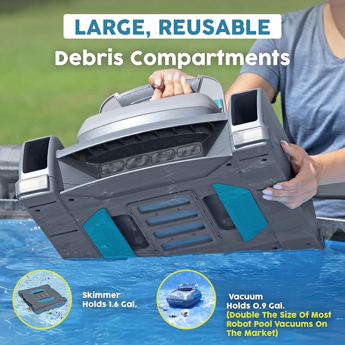 Bestway AquaTronix Pro G300 Automatic Robotic Pool Vacuum and Surface Skimmer Cleaner, Cordless Pool Robot, 120-Min Runtime, Cleans Pool Floor and Waterline, Self-Parking