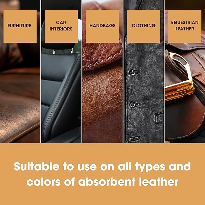 Furniture Clinic Leather Easy Restoration Kit | with Leather Recoloring Balm, Cleaner, Sponge, and Cloth | Leather Repair Kit for Scratched and Faded Furniture (Medium Brown)