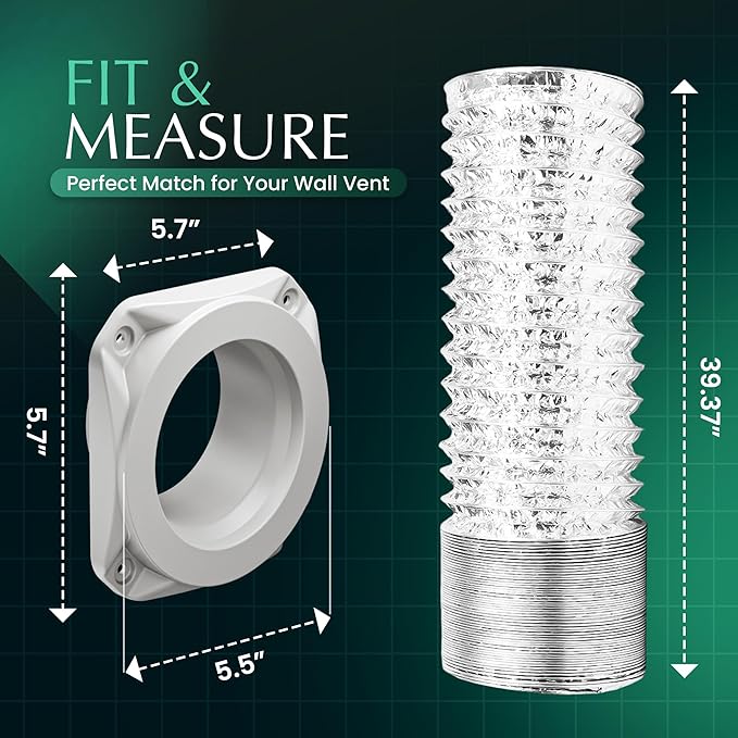 Magnetic Dryer Vent Connector Kit with 2.6ft Hose, 4 Inch ABS Snap-On Quick Connect for Tight Spaces, Airtight Seal Dryer Exhaust Venting Hookup Adapter for Laundry Room, SDV180