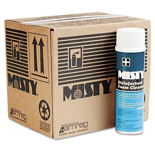 MISTY 1001907 Disinfectant Foam Cleaner, Fresh Scent, 19oz Aerosol, 12/Carton