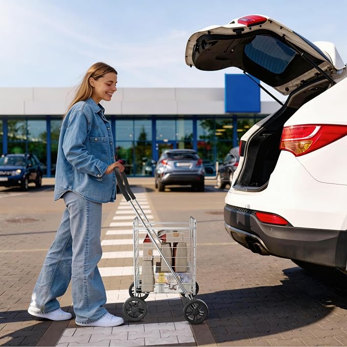 Whitmor Utility Shopping Cart - Durable Folding Design for Easy Storage, Model Number: 6250-4997-2-SIOCA