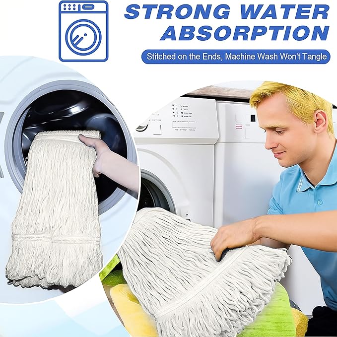 10 PCS 27.6 Inch Commercial Mop Head Refills – Heavy Duty Cotton Replacements for Industrial and Residential Floor Cleaning (White)