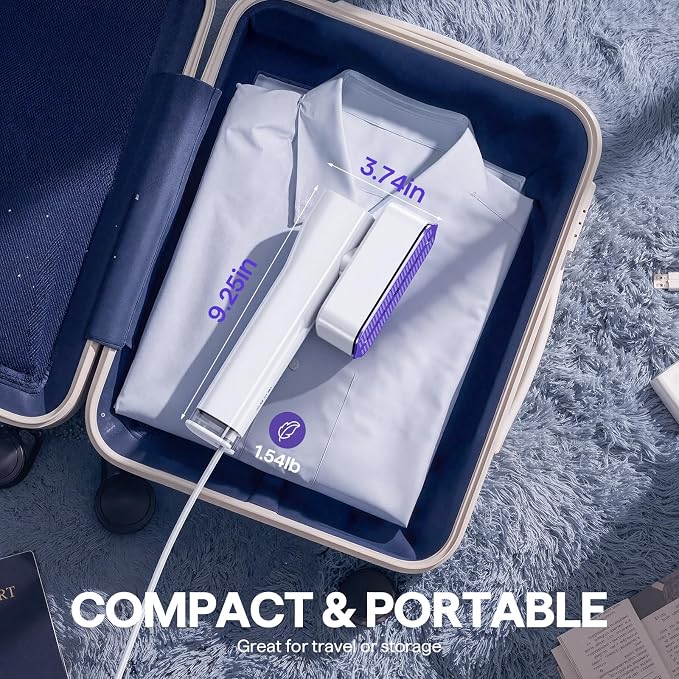 Steamer for Clothes, Handheld and Portable with 15-Second Heat-Up, 2-in-1 Steamer & Iron with Smart Touch Operation and 4 Modes, Suitable for All Fabrics, Ideal for Home & Travel