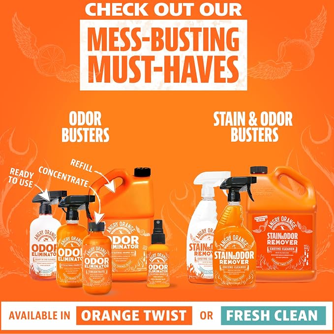 ANGRY ORANGE 1 Gallon Enzyme Cleaner and Deodorizer, Pet Stain and Odor Remover for Dog & Cat Urine and Stains - Citrus, Made in USA
