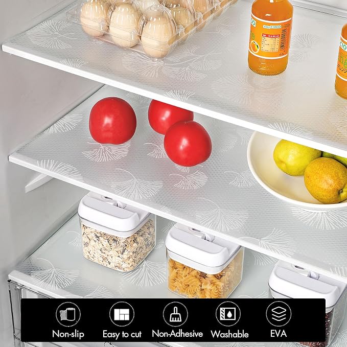 Cooyes Shelf Liner, Non Adhesive Drawer and Cabinet Liner, EVA Washable Oil-Proof Shelf Paper for Kitchen Cabinets, Refrigerator, Storage, Desks with Modern Pattern