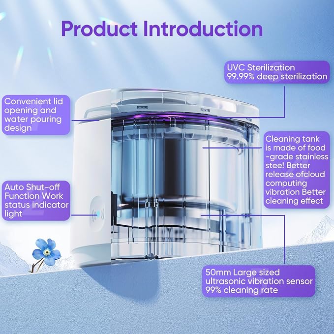 Ultrasonic Retainer Cleaner Machine, 45kHz Retainer Cleaner Machine for Denture Cleaner, 200ML Cleaner Ultrasonic Cleaner for Mouth Guard Cleaner,Night guard, Braces,Rings, Necklaces,White