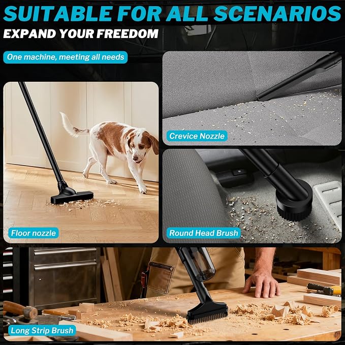 Cordless Vacuum Cleaner for Makita 18V Battery, 6 in 1 Handheld Electric Vacuum Cleaner with HEPA Filter and LED Light, 46 CFM Portable Hand Vacuum for Floor, Carpet, Car (Battery Not Included)