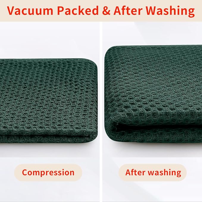Homaxy 100% Cotton Oversized Waffle Weave Kitchen Dish Towels, Ultra Soft Absorbent Quick Drying Cleaning Towel, 20x28 Inches, 6-Pack, Blackish Green