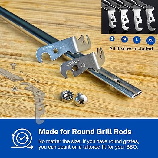 Premium Grill Scraper for Outdoor Grill with Round Grates - Bristle Free Grill Brush for Outdoor Grill - BBQ Grill Grate Cleaner Cleans Top and Bottom of Grill Without Lifting Grates