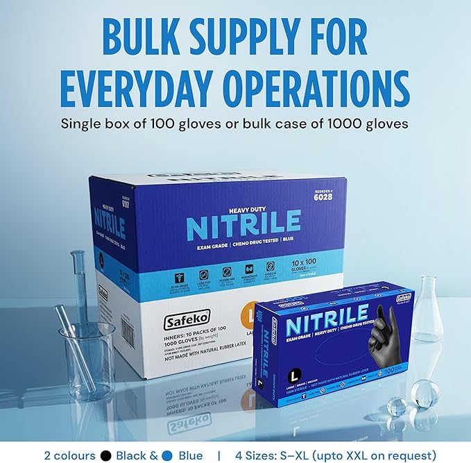Nitrile Exam Gloves, Latex-Free Powder-Free Non-Sterile Disposable Gloves, For Medical, Cleaning, And Kitchen Prep