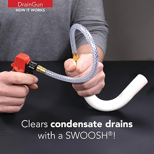 DiversiTech GG-1 Drain Gun with Flexible Hose Pipe for A/C Condensate Lines, Air Conditioner Cleaner, Clears HVAC Clogs, Charcoal Grey, No Cartridges Included