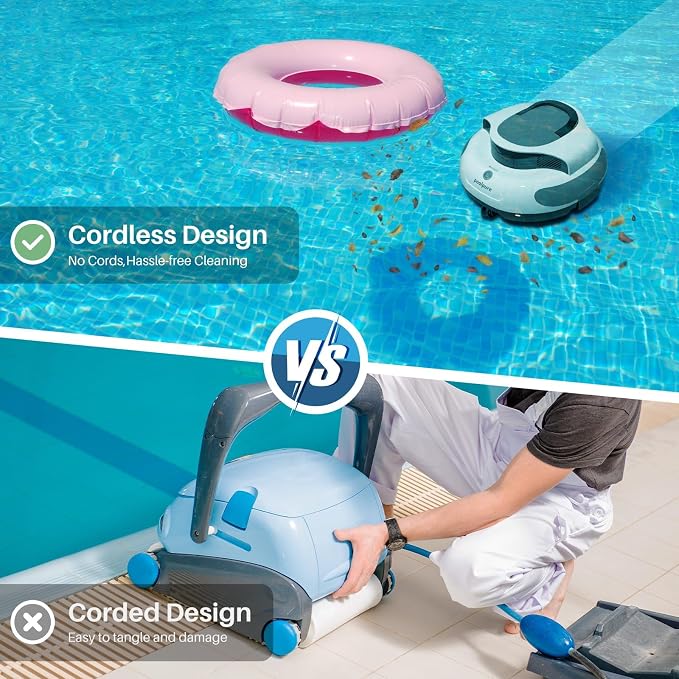 POOLPURE Cordless Robotic Pool Cleaner - Dual 35W Motors, 110Min Runtime, for Above & In-Ground Pools Up to 1000 Sq.Ft, Auto-Parking, Advanced Waterproof Technology 2026