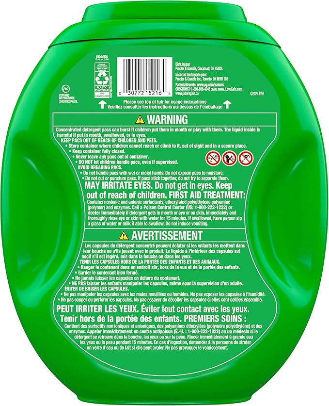 Gain Flings Ultra Oxi Laundry Detergent Pods, Odor Defense + Color Guard, Waterfall Delight Scent, concentrated laundry soap pacs, 102 Count (Packaging May Vary)