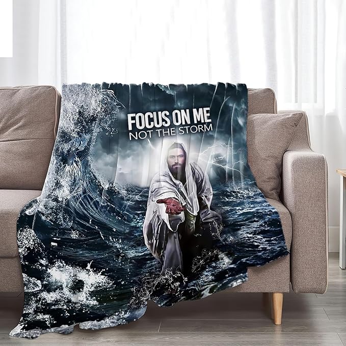 Tijuboni Christian Jesus Throw Blanket Religious Faith Gifts for Women Men Girls Boys Kids Adults Soft Flannel Fleece Blanket for Couch Sofa Bed Home Decor 40"x50"