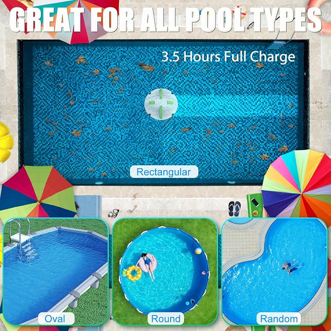 2026 Cordless Robotic Pool Cleaner, Pool Vacuum for Above Ground Pool with 120 Mins Runtime, Auto-Parking Robot Pool Cleaner for Inground Flat Pools Up to 1000 sq.ft