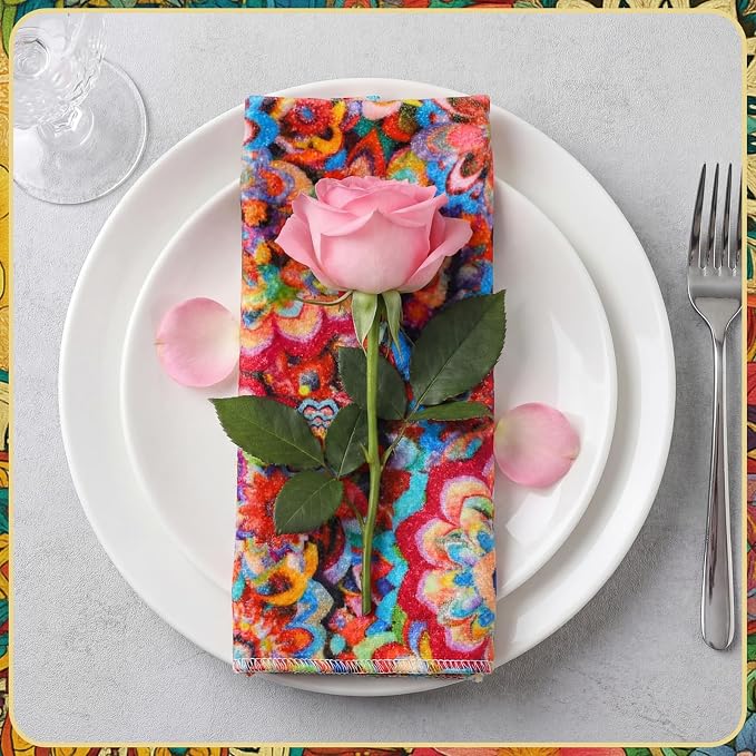 Redbaker 60 Pcs Reusable Paper Towels Rolls Towels Bulk Kitchen Washable Paperless Cloth Cotton Hand Napkins with Cardboard Reusable Napkins for Kitchen Bathroom (Boho Floral Style)